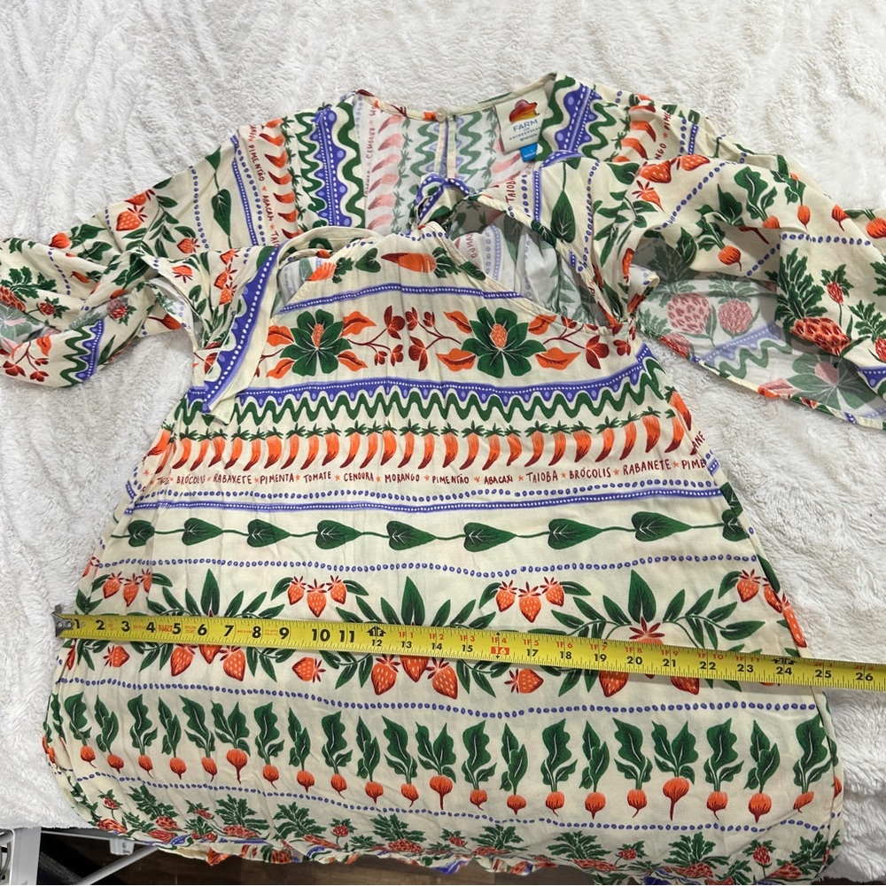 Farm Rio Size L V-Neck Kaftan Maxi Dress Colorful Coastal Cut Outs Resortwear - Picture 16 of 16